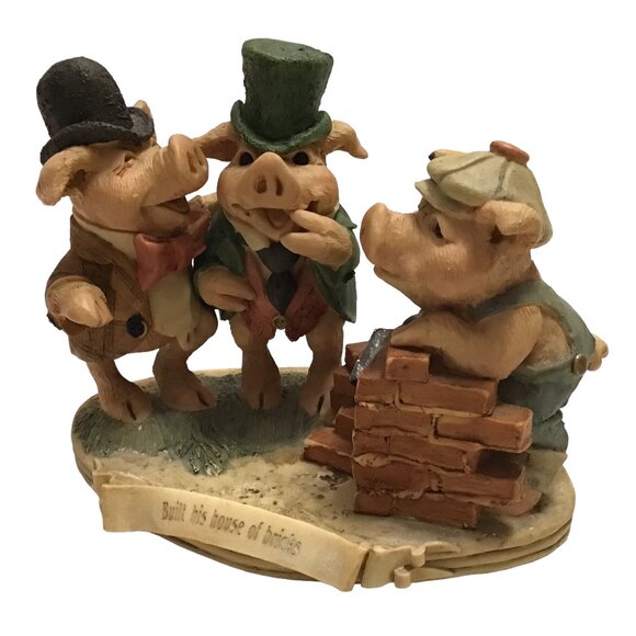 Vtg Built His House of Bricks 3 Little Pigs Figurine 232/3500 United Designs '91 - Picture 3 of 6